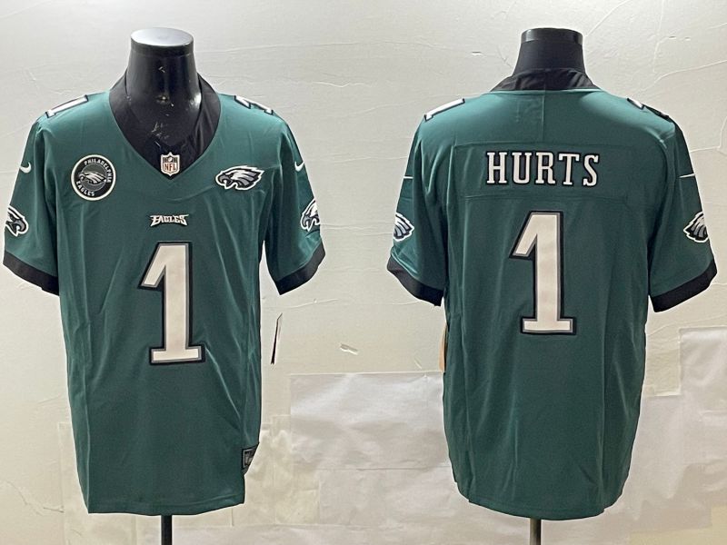 Men Philadelphia Eagles #1 Hurts Green Three generations 2025 Nike Vapor Limited NFL Jersey style 2091